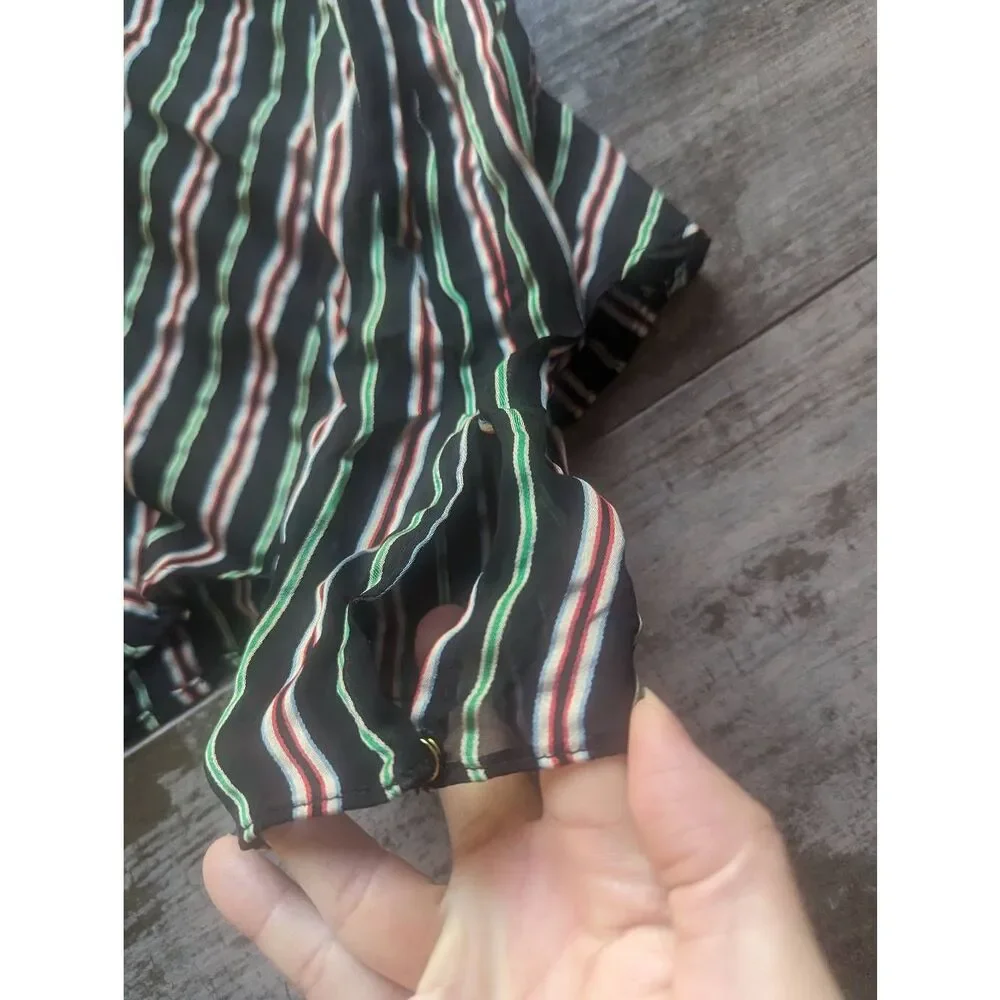& OTHER STORIES Chevron Stripes Mock Neck Sheer Top